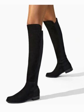 Stuart Weitzman 5050 Over-the-Knee Stretch Suede Boots - Navy